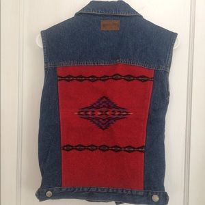 Vintage Pendleton Wool Back patch Denim Jean Vest